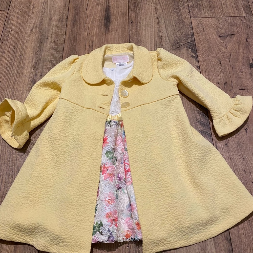 Yellow Kids Coat with Floral Dress